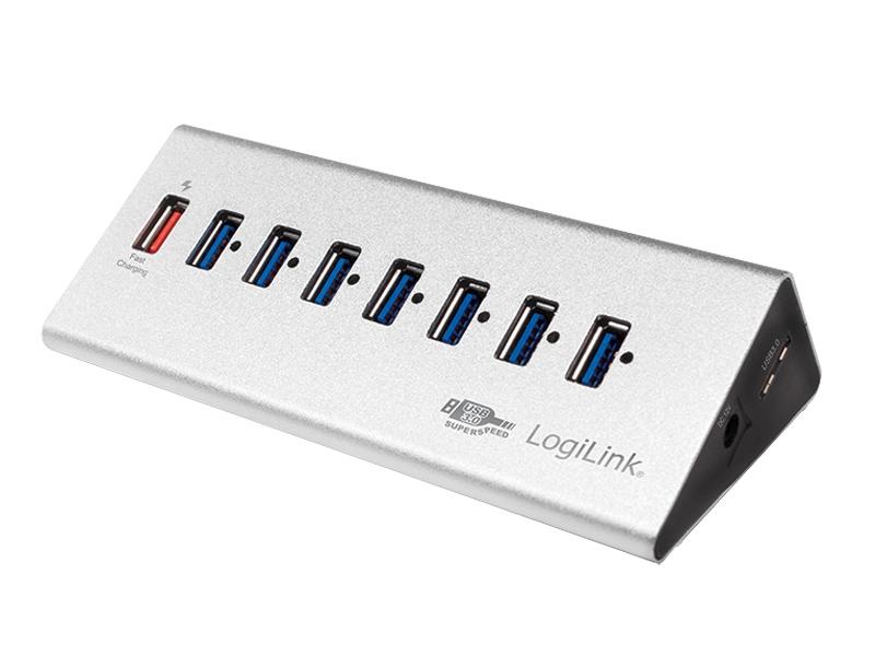 LOGILINK USB 3.0 HUB 7 PORT + 1X SCHNELL-LADEPORT (SILVER) UA0228_0