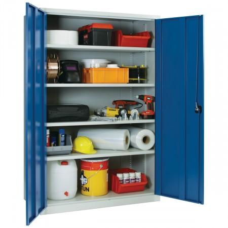 Armoire d'atelier métallique - Grand volume - 4 tablettes réglables - Charge 100kg/tablette_0