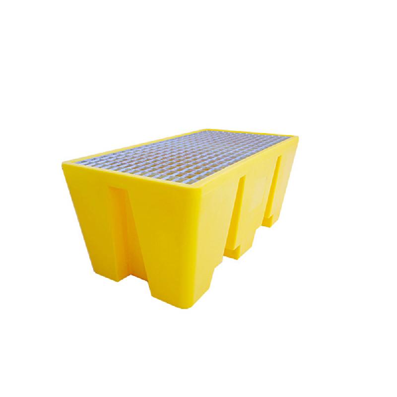 Bac de rétention pour 2 fûts - PEHD - 300L - caillebotis acier galvanisé - Plast'Up Rotomoulage_0