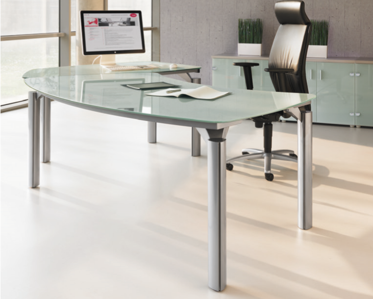 Bureau de direction en verre trempé gris clair 12 mm - M38_0