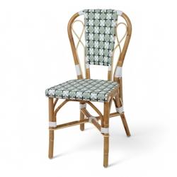 Chaise de terrasse AUTEUIL - Rotin - L 46 x P 54 x H 85 cm - Tressage Vert et Blanc - Bistromania - TE031_0