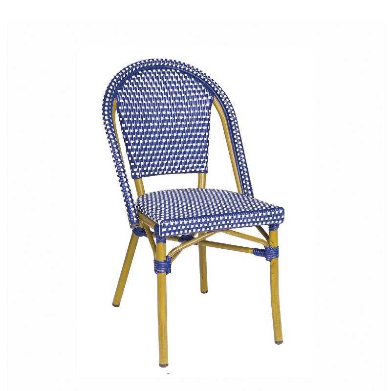 Chaise de terrasse paris - tressage bleu et blanc_0