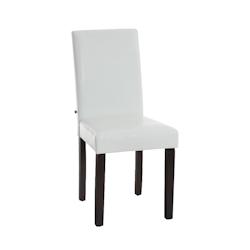 CLP Chaise de salle à manger Ina similicuir avec pieds en Bois Blanc /Marron foncé - blanc polyester 18506902_0