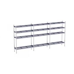 Distform Rayonnage en Inox avec Clayettes 4 Niveaux en Polypropylène P.400mm et H.1800mm Acier inoxydable 4320x400x400x1800mm - 641094608835_0