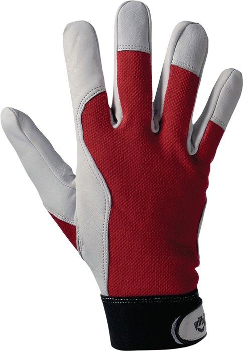 Gant Griffy taille 9 rouge/couleurs naturelles cuir nappa de chèvre/Interlock EN 388 catégorie EPI II sur carte LS LEIPOLD+Dà-HLE_0