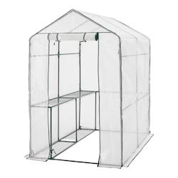 Helloshop26 - Serre de jardin en acier et polyéthylène avec étagères intégrées 120 x 186 x 190 cm 03_0008255 - 3001922882726_0