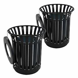 Lot de 2 poubelles d'extérieur en acier - 31L - Oviala - 104271_0