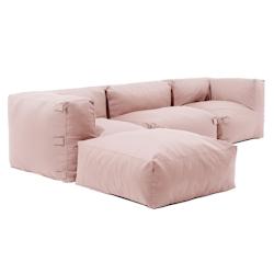 Oviala Business Canapé d'angle modulable 4 places rose poudré - rose polyester 115034_0