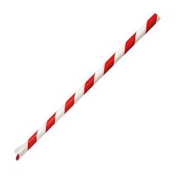 Pailles cuillères en papier Fiesta Compostable - 210x8mm rayures rouge et blanc (lot de 250) - VEHU366_0