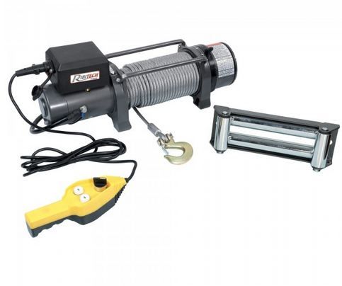 Treuil électrique PE12V/9000 Ribitech - Ribimex - Traction 4000 kg - 12V avec câble acier 29m et accessoires inclus_0