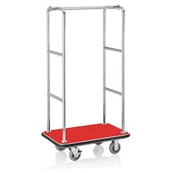 WAS Germany - Chariot à bagages, 94,5 x 61 x 173 cm, argenté, tapis rouge, acier inoxydable (4425901) - rouge inox 4425 901_0