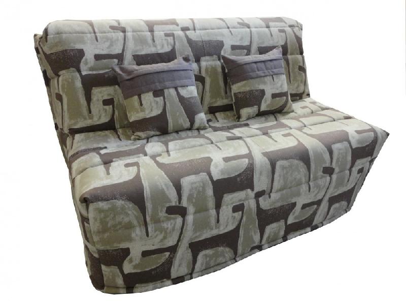 BANQUETTE BZ CONVERTIBLE AXEL À MOTIFS TAUPE 140*200CM MATELAS CONFORT BULTEX_0