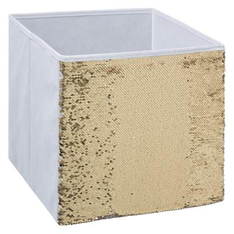 Boîte de rangement pliable Sequin Shine 31x31cm blanc - Paris Prix_0