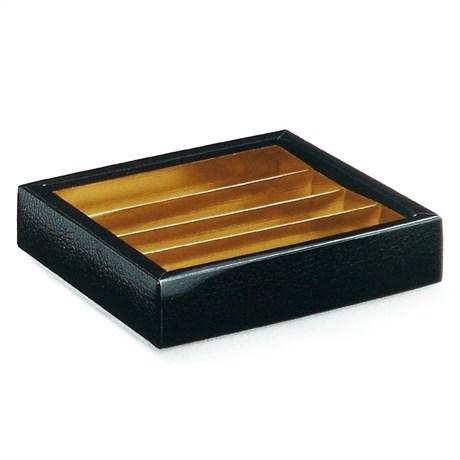 BOÎTE POUR CHOCOLATS + INTERCALAIRE + COUVERCLE 14.5X14.5X3.5 CM CARTON NOIR (VENDU PAR 50)