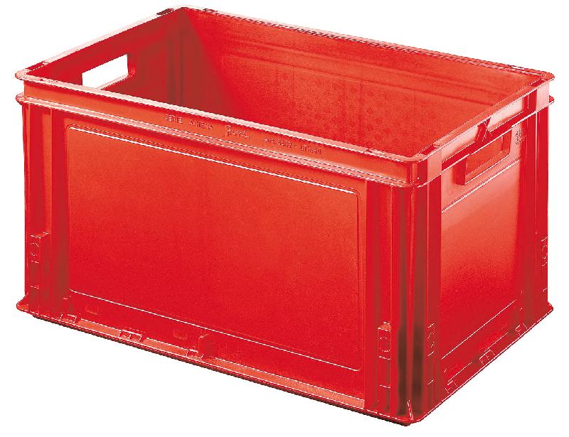 Caisse plastique athéna rouge 60 litres poignées ouvertes_0