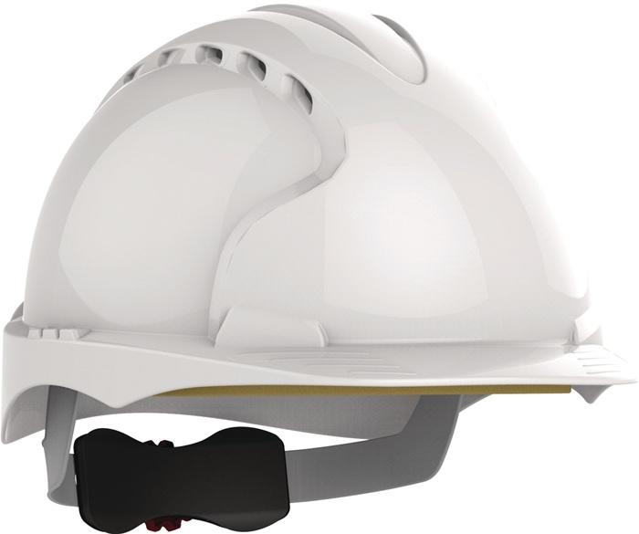 Casque de protection EVO®3-Revolution® 6 points - blanc polyéthylène - EN 397 JSP avec sangle Chamlon™_0