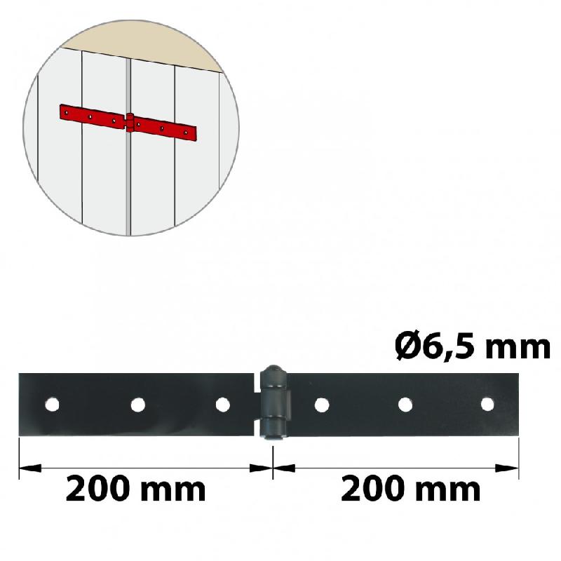 Charnière forte acier pour volets battants, l.40 x l.300 mm_0