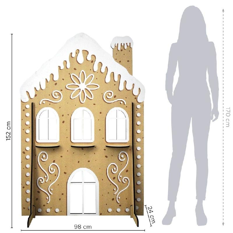 Décor maison pain d'épice en MDF avec étagères recto/verso 98 x 152cm_0