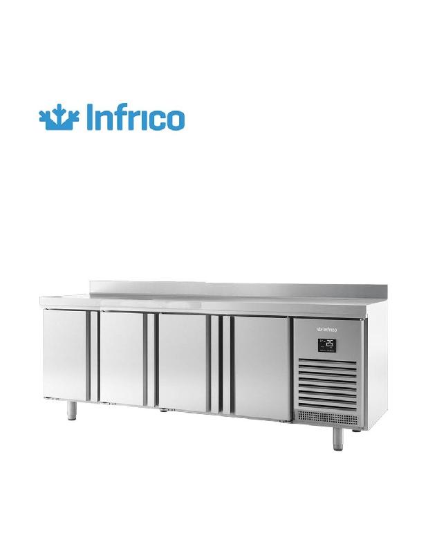 Desserte réfrigérée négative - 4 portes GN1/1 adossée - Fabrication tout inox - Infrico_0