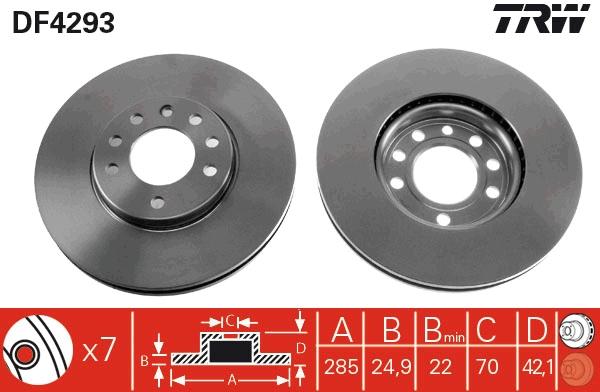 Disque de frein TRW DF4293 - ventilé - conditionnement boîte de 2 - avant_0
