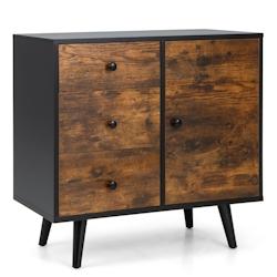 Helloshop26 - Buffet bas industriel buffet scandinave 3 tiroirs placard à porte étagère réglable kit anti renversement inclus meuble 20_0007944 -_0