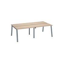 Pôle de 4 bureaux droits chêne clair L 120 x P 60 cm, piétement métal aluminium - Arch_0