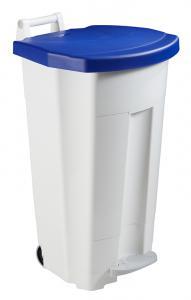 Poubelle mobile 90L à pédale en plastique bleu Boogy - Polyéthylène - Tringlerie inox AISI 304_0