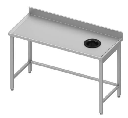 Table de travail inox adossée sans étagère 1400x600x900 avec trou vide dechets  à droite soudée - 933196140_0