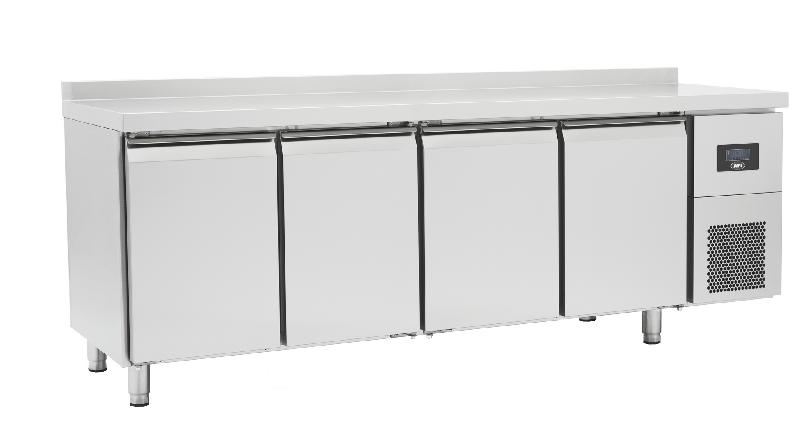 Table réfrigérée inox avec dosseret 4 portes pleines 625 l négative - OZ4ND_0