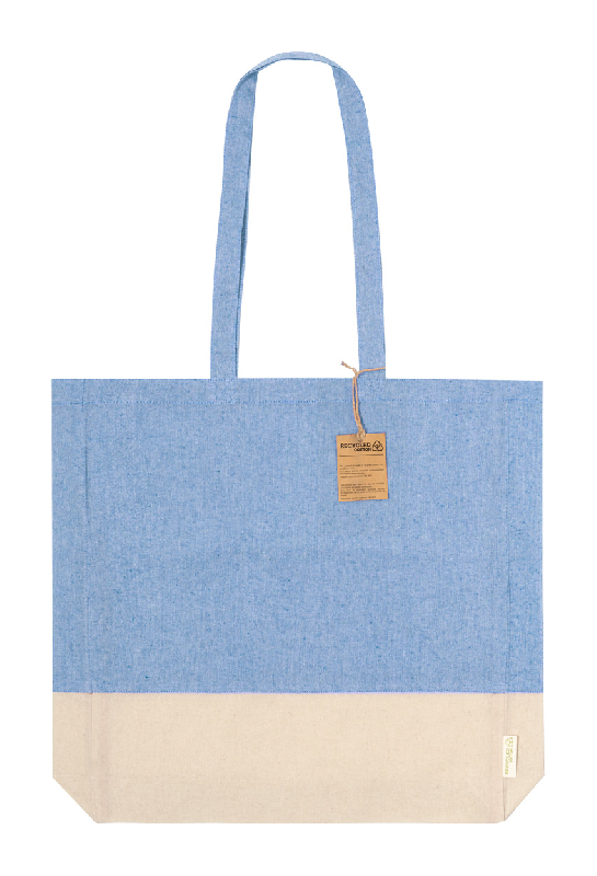 Tote bag en coton recyclé bicolore - avec soufflet et anses longues - 100% coton recyclé 120 g/m²_0