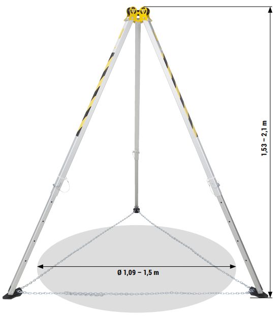 Trépied de sécurité EN795-B léger AG_TM9-N - Aluminium et acier galvanisé - Charge jusqu'à 500kg - Hauteur 2100mm_1