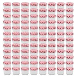 VidaXL Pots à Confiture Couvercles Blanc Et Rouge 96 Pcs Verre 110 Ml - rouge 8719883557328_0