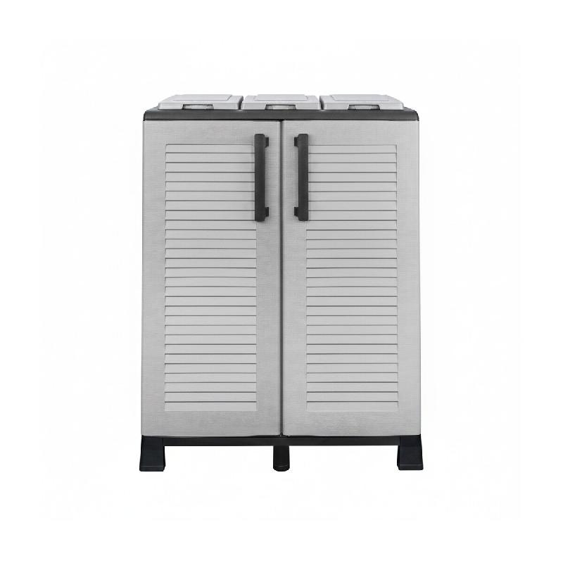 Abri Poubelles de Tri Sélectif 3 Sacs Recyclage Gestion des Déchets – Intérieur Extérieur 68 x 37 x 90 cm Art Plast - gris ZA2816_0