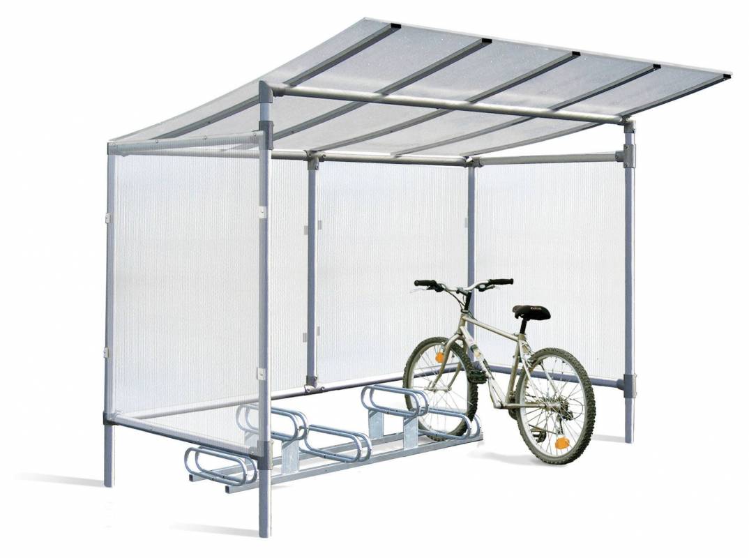 Abri vélo ouvert eco / structure en aluminium / toiture en polycarbonate / pour 5 vélos_0