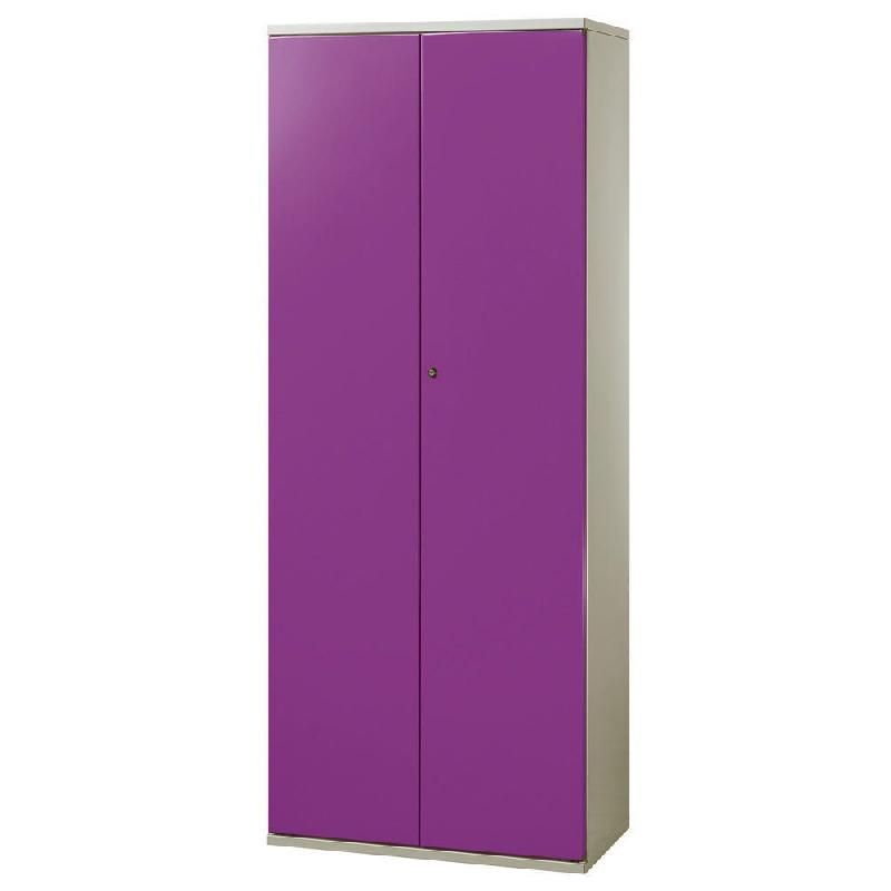 ARMOIRE MÉTAL STARTING - A PORTES BATTANTES - H. 198  X  L. 80 CM - CORPS ALU - PORTES PRUNE