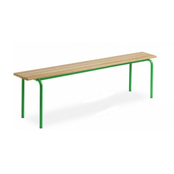 Banc vestiaire sans dossier - pieds Epoxy vert - 1600 mm - 3 lames en hêtre vernis_0
