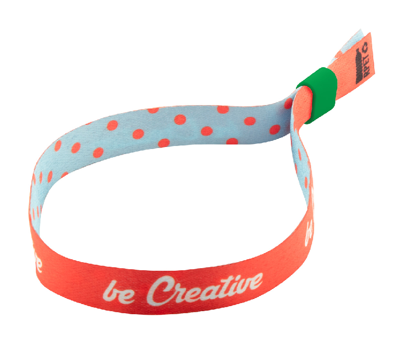Bracelet festival personnalisable - polyester RPET - fermoir de sécurité en plastique coloré - impression double face_0