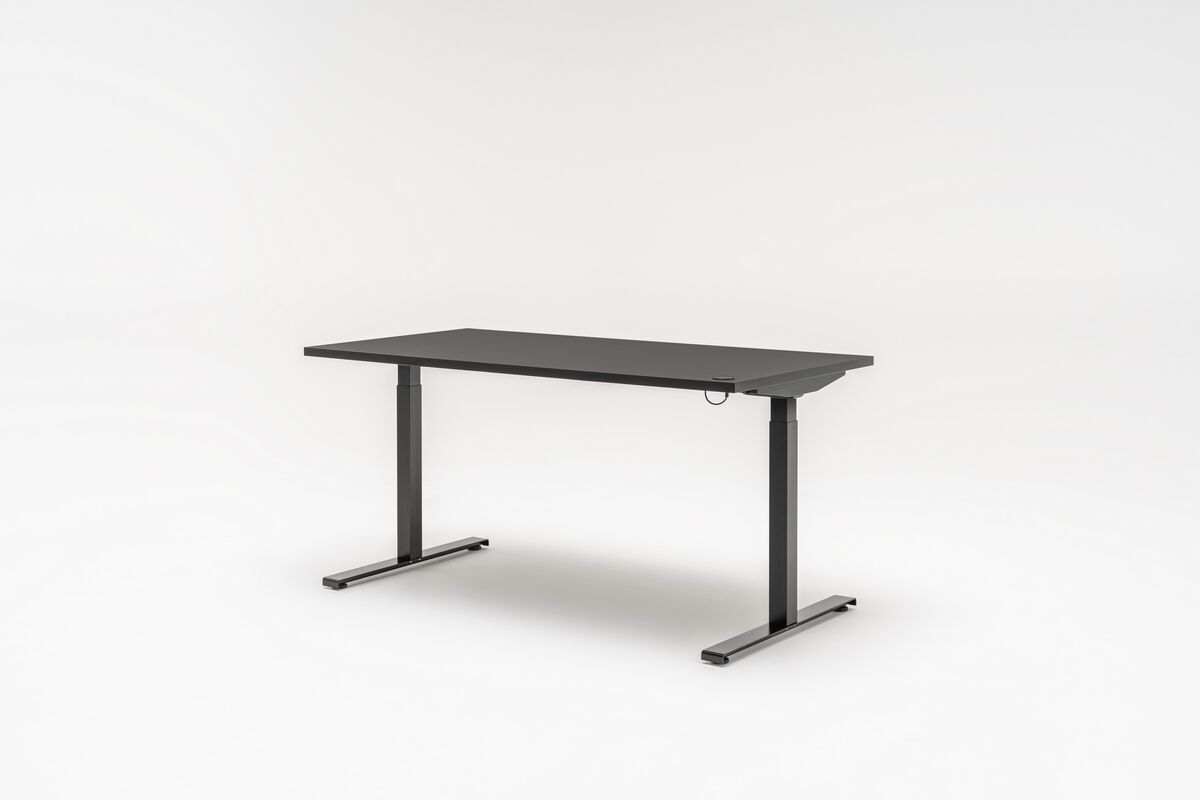 Bureau assis debout électrique réglable en hauteur de 650 à 1300 mm, avec moteur silencieux 48 dB - Stratifié Fenix nano-tech - BOD56_0