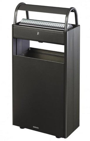 Cendrier corbeille - 12L/60L - Kopa - acier poudré anti-UV et grille écrase-mégots inox_0