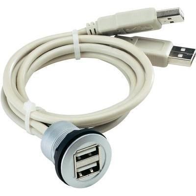 CORDON DOUBLE EMBASE FEMELLE USB 2.0 TYPE A VERS 2 MÂLES USB 2.0 TYPE A 60 CM SCHLEGEL RRJ_2USB