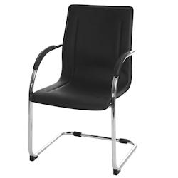 Décoshop26 - Chaise de salle à manger bureau avec accoudoirs en PVC base chromée 04_0006355 - 3000261665205_0