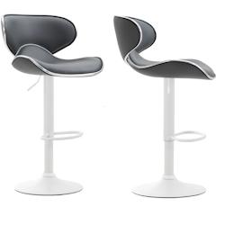 Décoshop26 - Lot de 2 tabourets de bar design contemporain pieds en métal blanc mat assise en synthétique gris 10_0000350 - blanc 3000847269605_0