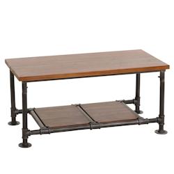 Décoshop26 - Table basse avec espace de rangement table d'appoint industrielle en bois marron et métal 48x100x50 cm 04_0008465 - marron 3000262577200_0