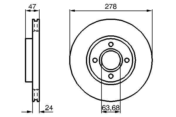 Disque de frein Bosch 0986478427 - boîte de 2 disques ventilés - 4 trous - épaisseur 24 mm_0