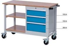 Établi mobile T500 R 18-16 - plateau hêtre multiplis 40mm - chariot d'atelier avec tiroirs et étagères 04.512.03A_0