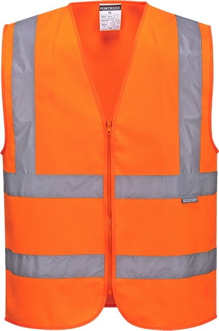 Gilet hi-vis orange C375 XXL - Fermeture zippée, bandes réfléchissantes, certifié CE_0