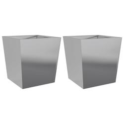 Helloshop26 - Jardinière bac lit surélevé plantes fleurs jardin terrasses lot de 2 50 x 50 x 50 cm acier galvanisé gris 02_0038992 - 3000217957613_0