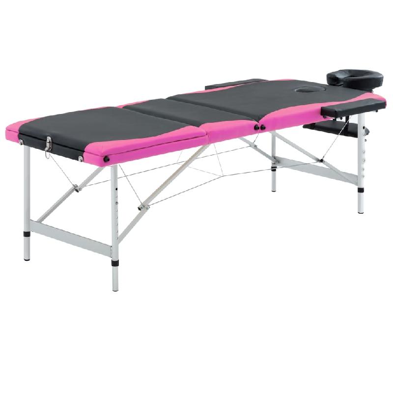 TABLE DE MASSAGE PLIABLE 3 ZONES INOX NOIR ET ROSE 02_0001824_0