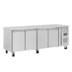 Table Réfrigérée Positive Inox 4 Portes GN 1/1 - Froid Ventilé, 449L, Contrôle Digital - Polar Série U - G379_0