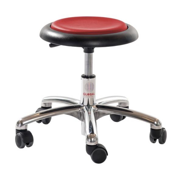 Tabouret professionnel petite enfance base alu Assise simili cuir Rouge_0